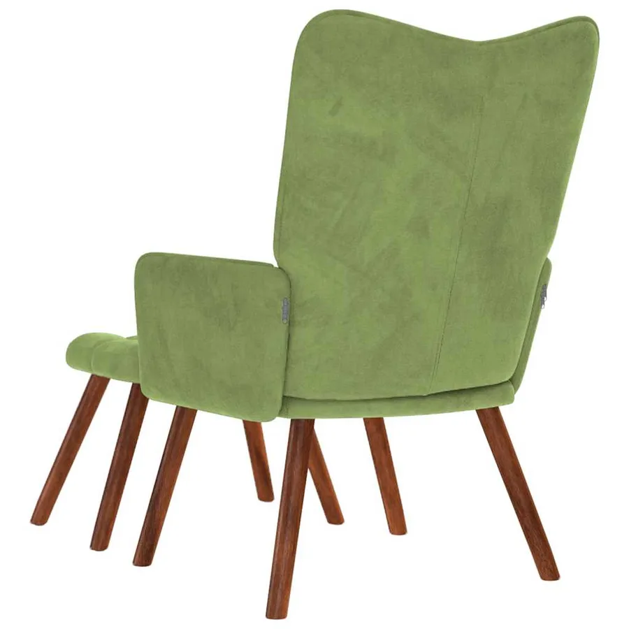 Chaise de relaxation avec tabouret Vert clair Velours - 7