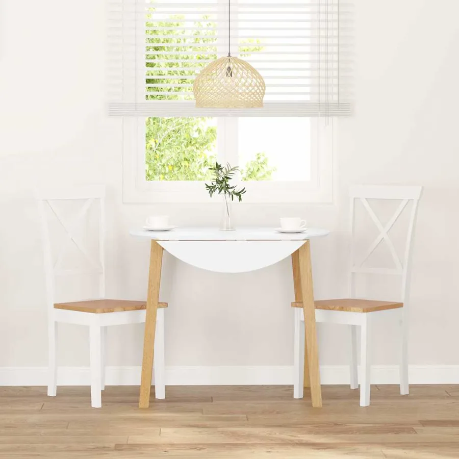 Chaises à manger 2 pcs blanc bois massif caoutchouc - 3
