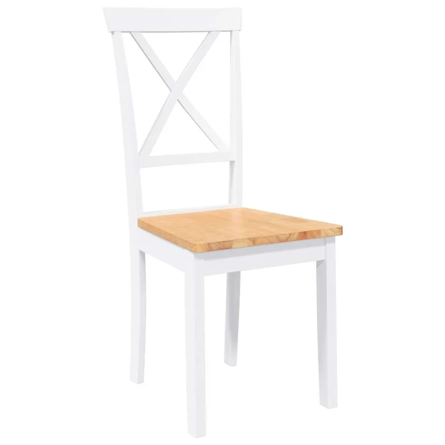 Chaises à manger 2 pcs blanc bois massif caoutchouc - 4