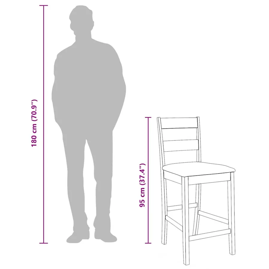 Tabourets de bar avec coussins 2 pcs blanc bois massif d'hévéa - 12