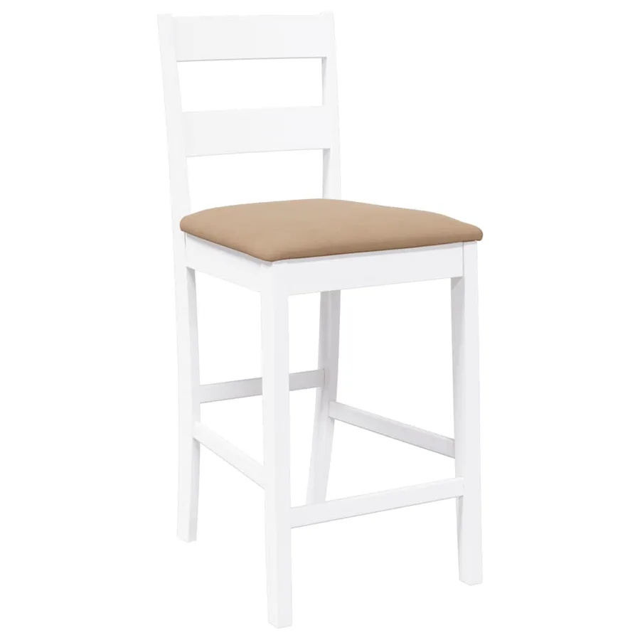 Tabourets de bar avec coussins 2 pcs blanc bois massif d'hévéa - 4