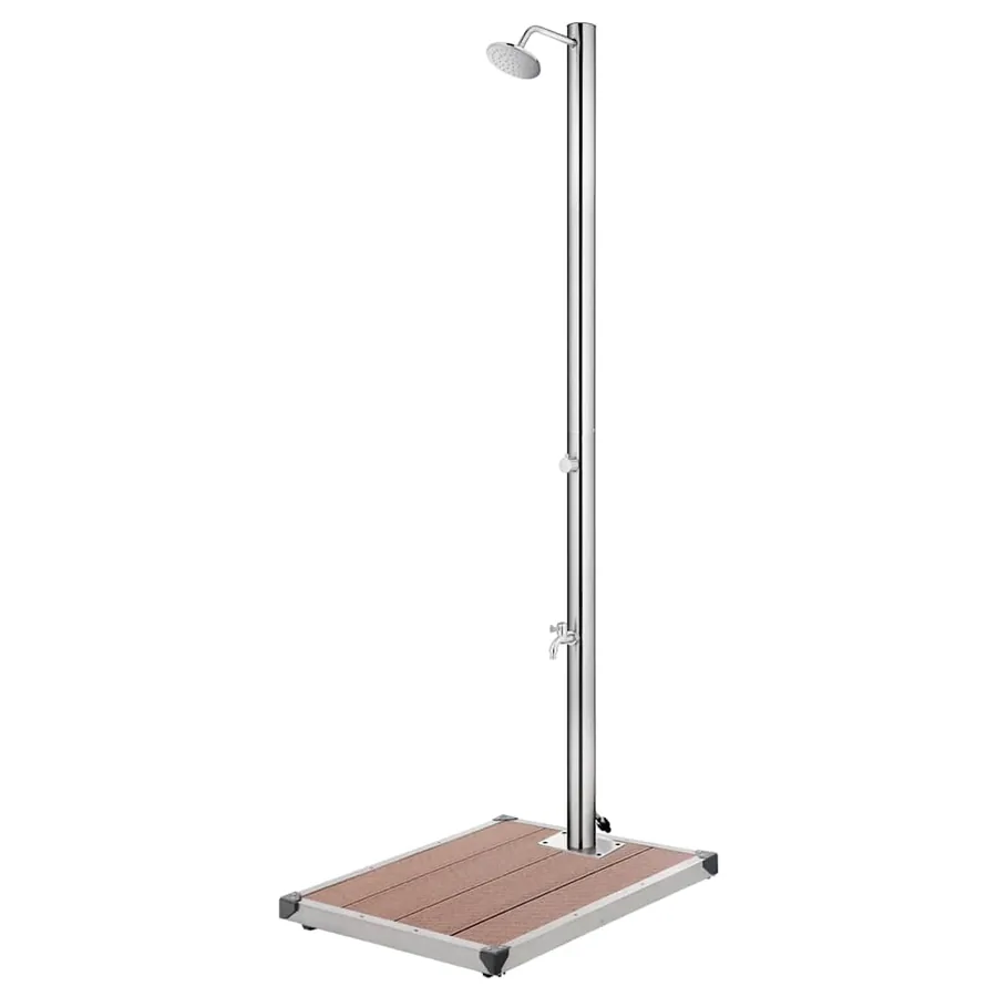 Garden Shower with Base Brown 220 cm Stainless Steel