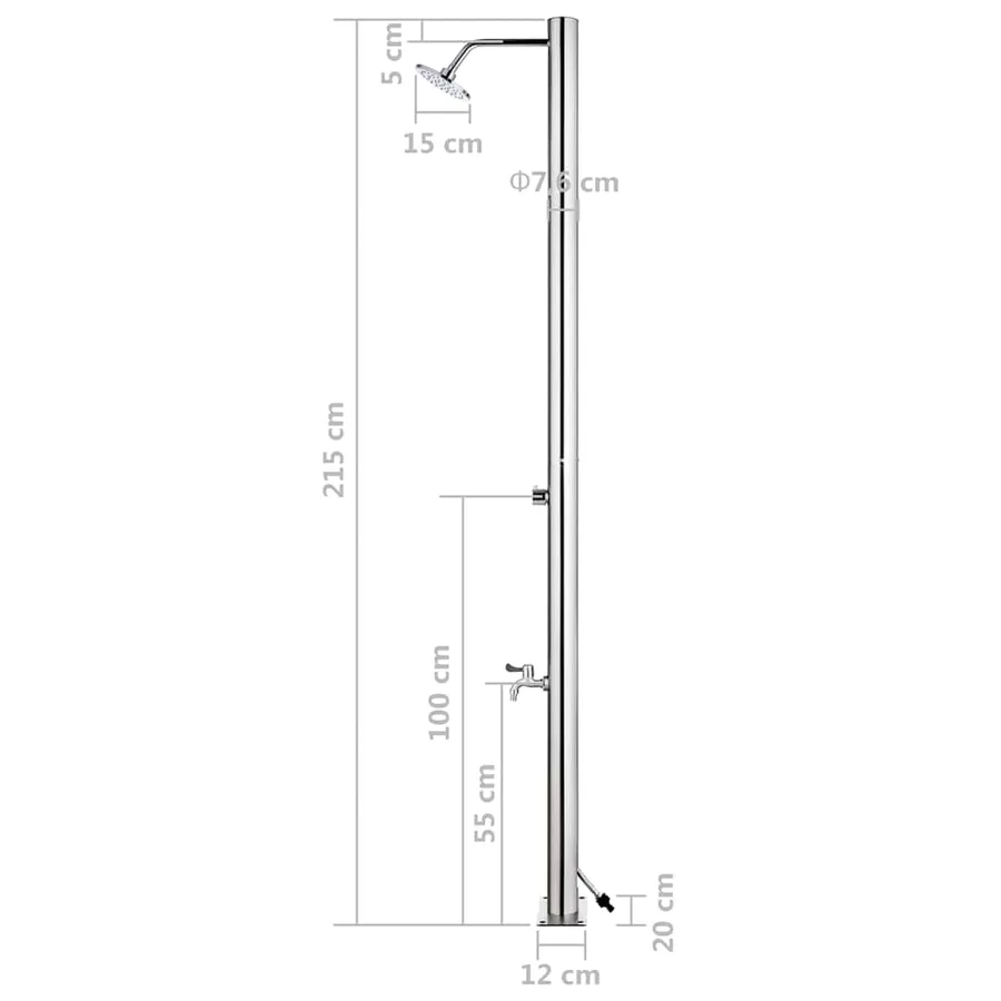 Douche de jardin avec base marron 220 cm Acier inoxydable - 17