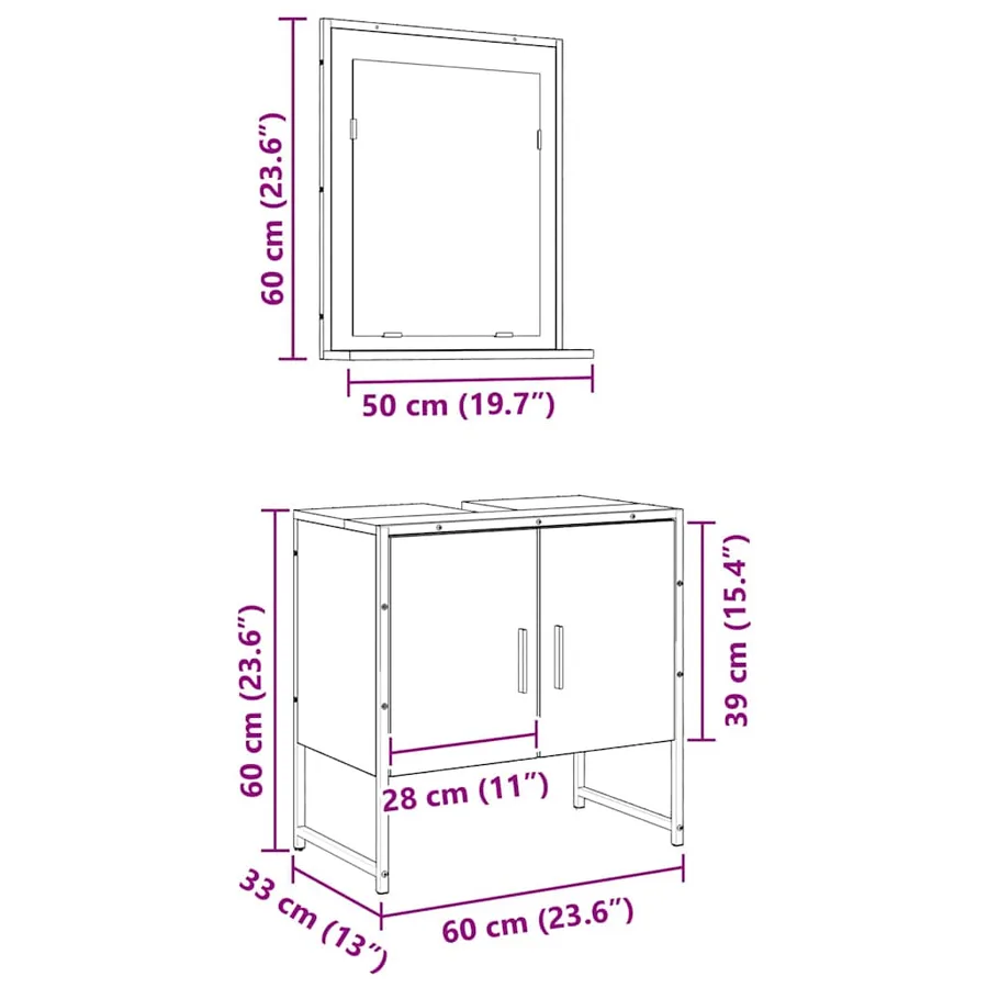 Ensemble de mobilier de salle de bain avec porte 2 pcs Marron - 12