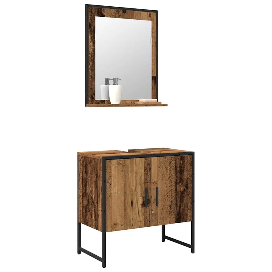 Ensemble de mobilier de salle de bain avec porte 2 pcs Marron - 3