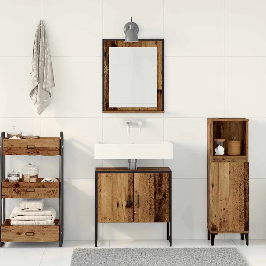 Ensemble de mobilier de salle de bain avec porte 2 pcs Marron - 4