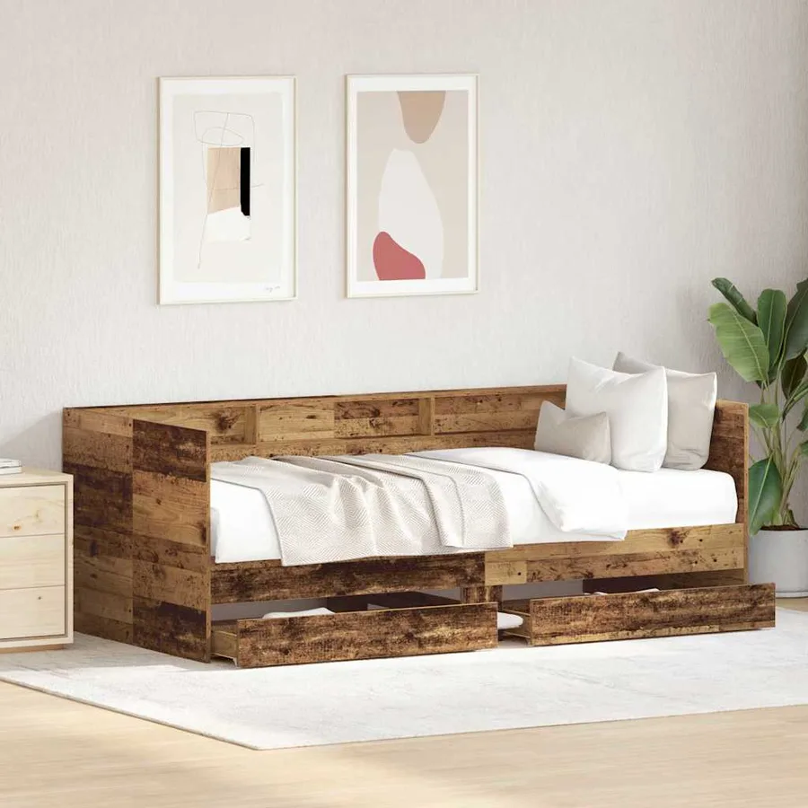 Lit d'appoint Bois Ancien 90 x 190 cm Bois d'ingénierie - 3