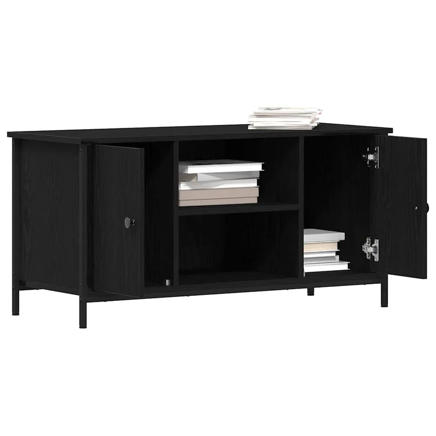 Meuble TV Chêne noir 100 x 40 x 50 cm Bois d'ingénierie - 3