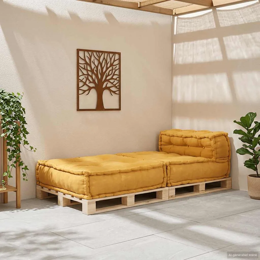 Canapé modulaire jaune 70x70x54 tissu - 3