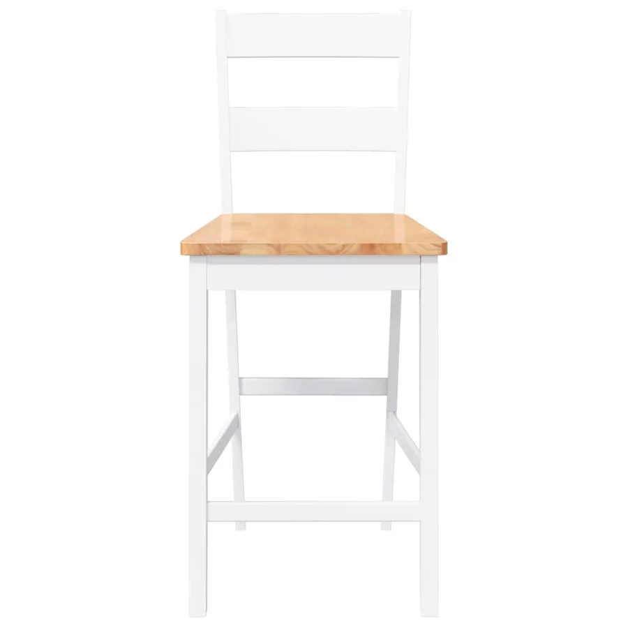 Tabourets de bar 2 pcs blanc bois massif d'hévéa - 5