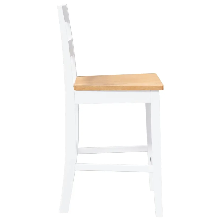 Tabourets de bar 2 pcs blanc bois massif d'hévéa - 6