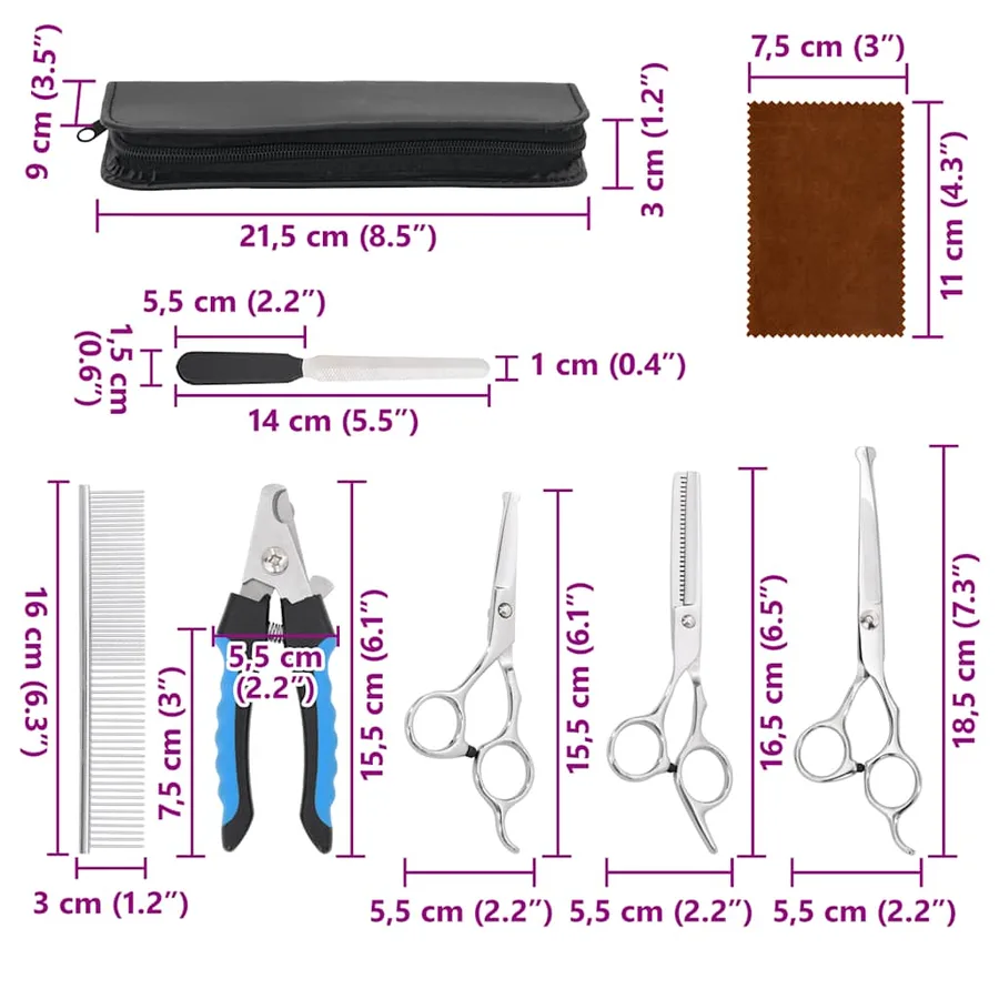 Ensemble de ciseaux de toilettage pour chien 6 pcs - 8