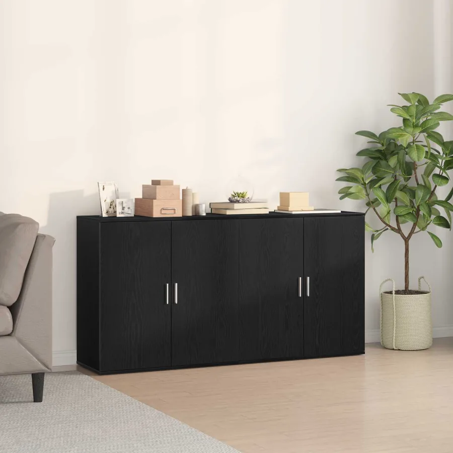 Buffet 2 pcs Chêne noir 79 x 38 x 80 cm Bois d'ingénierie