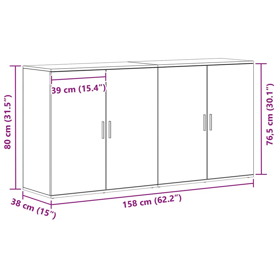 Buffet 2 pcs Chêne noir 79 x 38 x 80 cm Bois d'ingénierie - 11