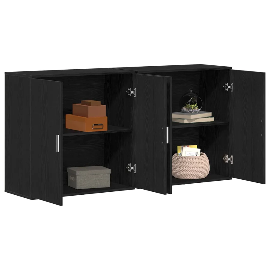 Buffet 2 pcs Chêne noir 79 x 38 x 80 cm Bois d'ingénierie - 3