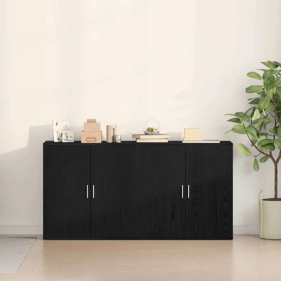 Buffet 2 pcs Chêne noir 79 x 38 x 80 cm Bois d'ingénierie - 4