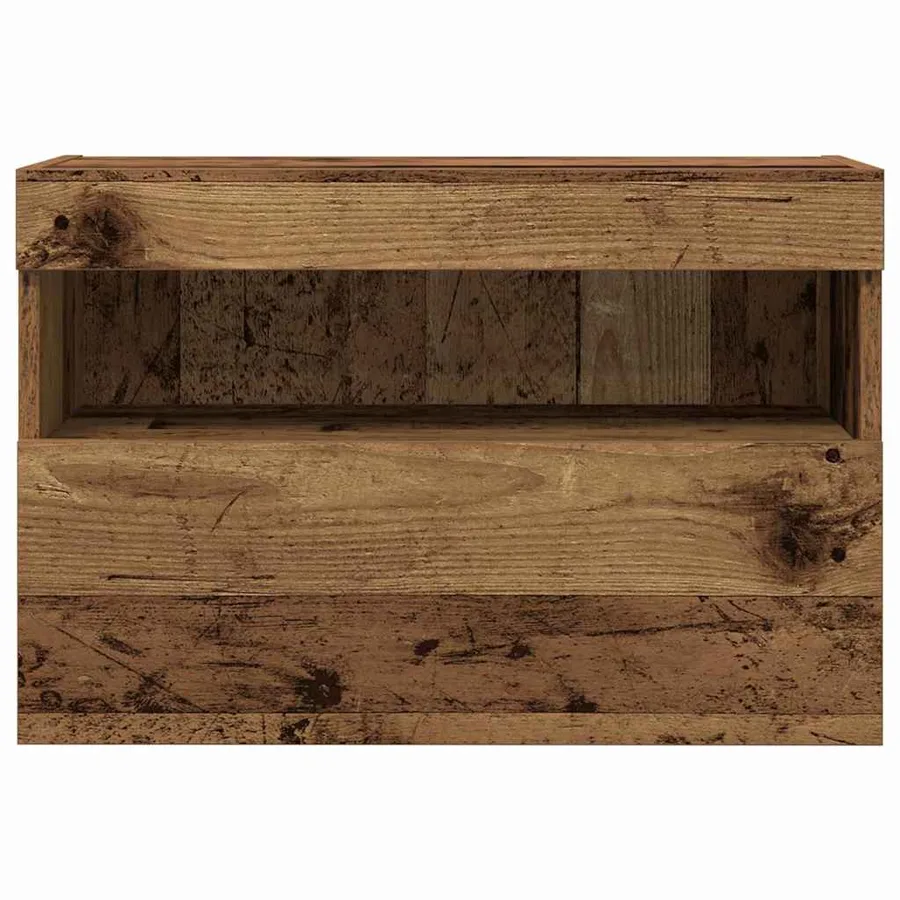 Meuble TV mural avec LED 2 pcs Bois ancien 60 x 30 x 40 cm - 9