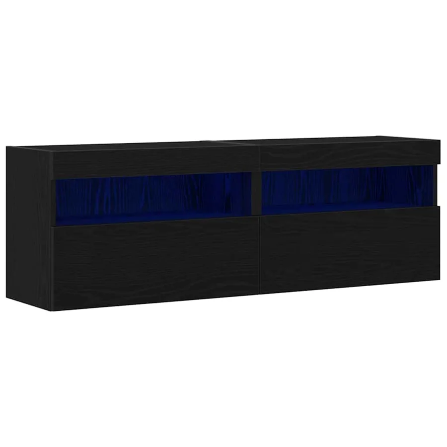 Meuble TV mural avec LED 2 pcs Chêne noir 60 x 30 x 40 cm - 2