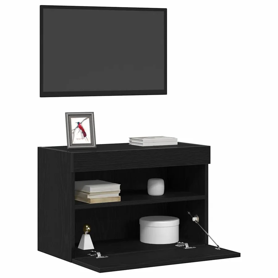 Meuble TV mural avec LED 2 pcs Chêne noir 60 x 30 x 40 cm - 3