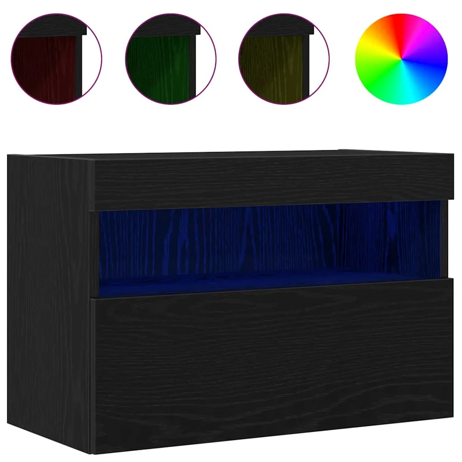Meuble TV mural avec LED 2 pcs Chêne noir 60 x 30 x 40 cm - 4