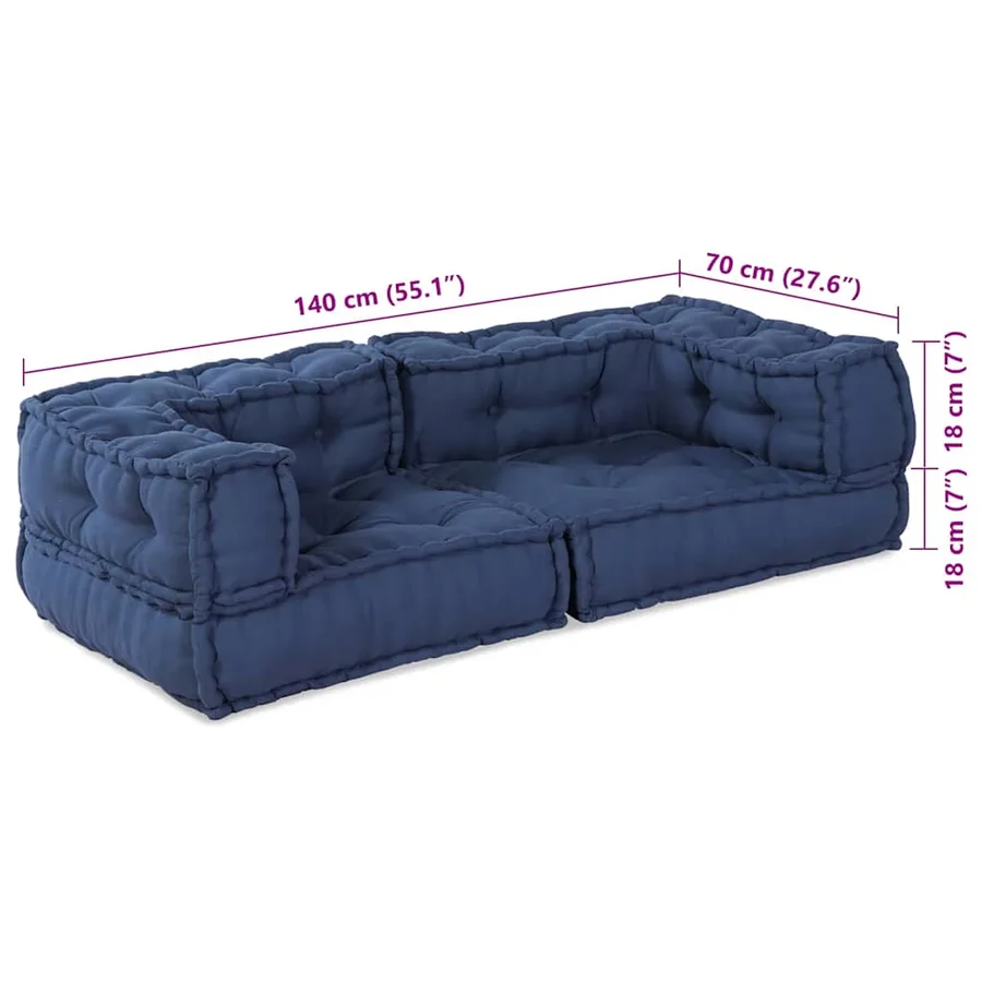 Unité de canapé modulaire 3 pcs Indigo 140 x 70 x 36 cm Tissu - 10