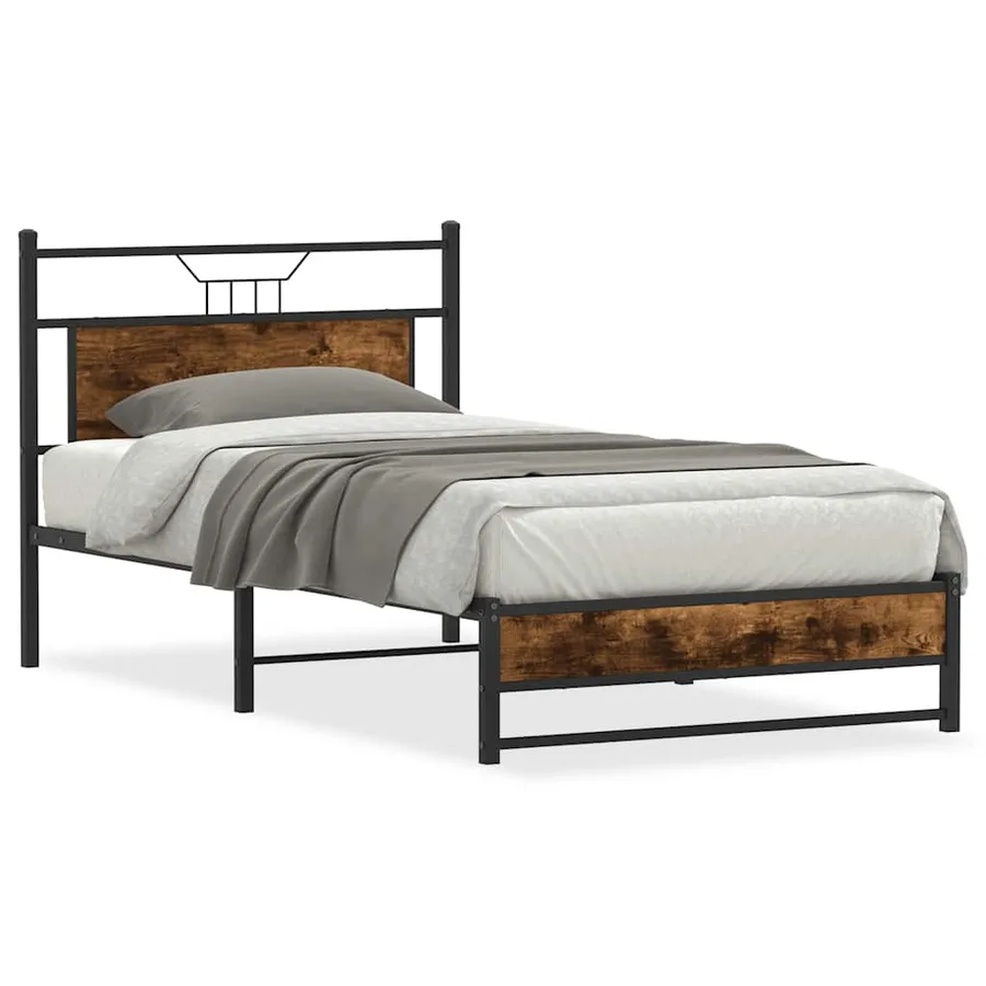 Cadre de lit sans matelas chêne fumé 107x203 cm bois ingénierie - 2