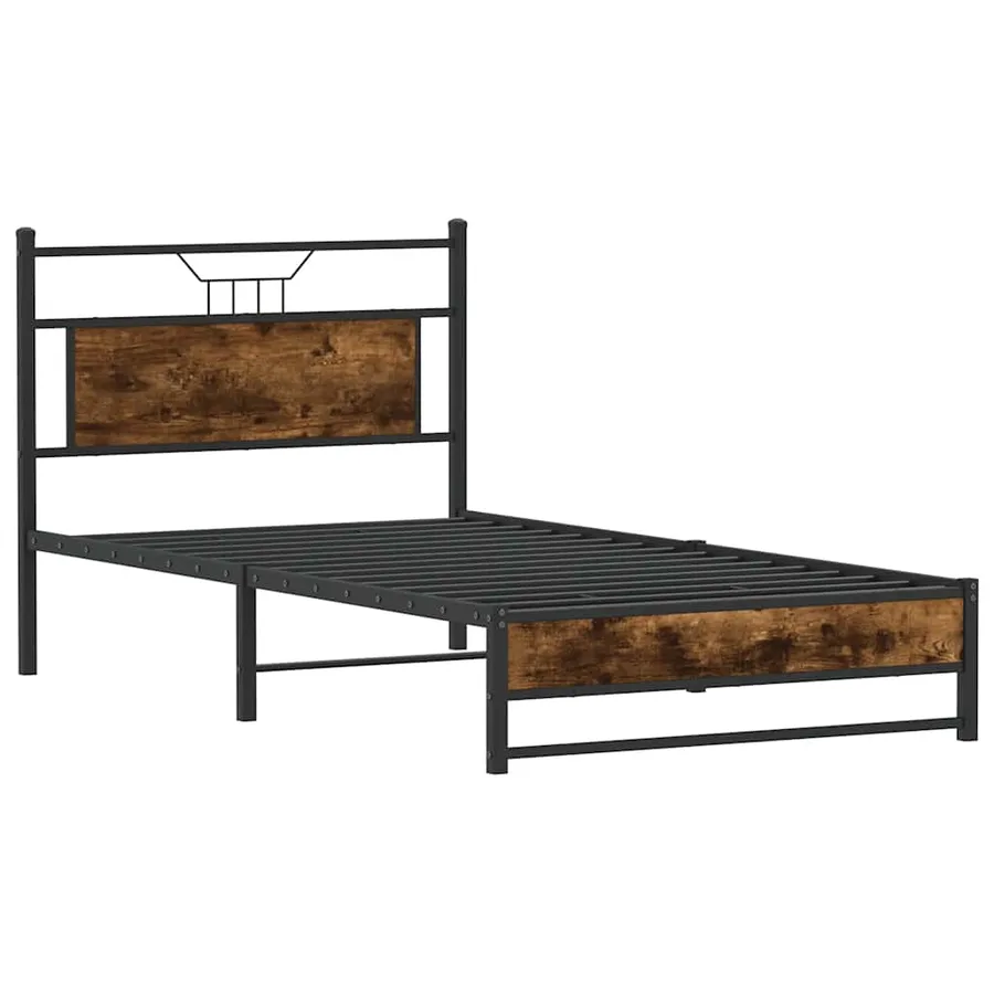 Cadre de lit sans matelas chêne fumé 107x203 cm bois ingénierie - 5