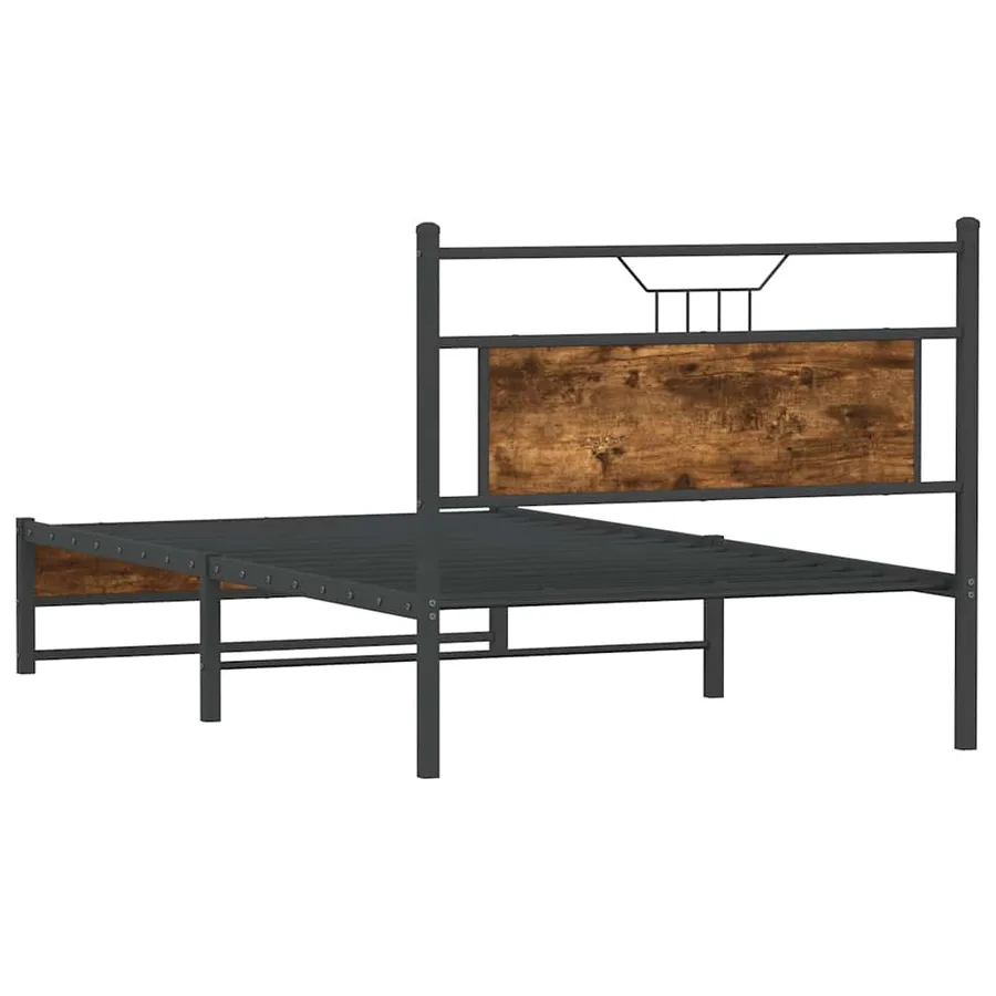 Cadre de lit sans matelas chêne fumé 107x203 cm bois ingénierie - 8