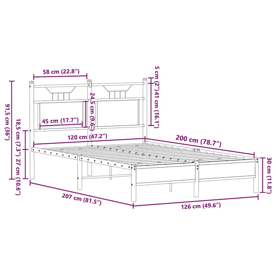 Cadre de lit sans matelas chêne fumé 120x200 cm bois ingénierie - 11
