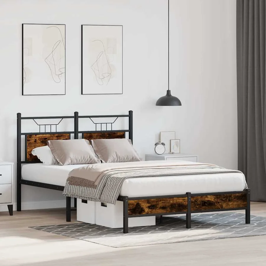 Cadre de lit sans matelas chêne fumé 120x200 cm bois ingénierie - 4
