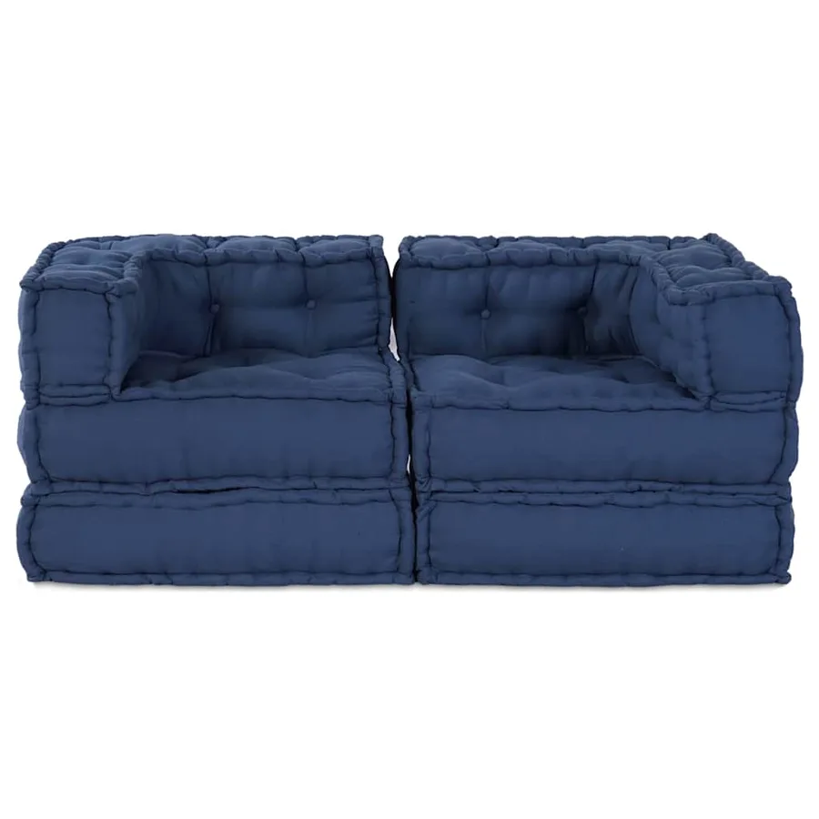 Unité de canapé modulaire 2 pcs Indigo 140 x 70 x 56 cm Tissu - 7