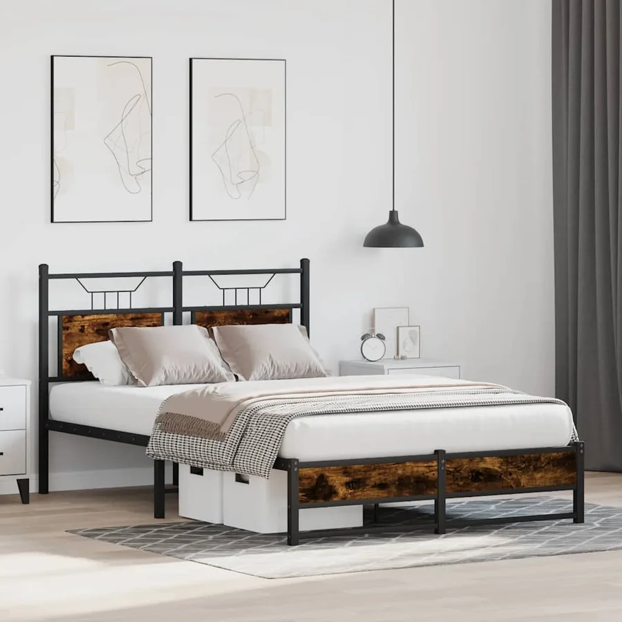Cadre de lit sans matelas chêne fumé 120x200 cm bois ingénierie - 4