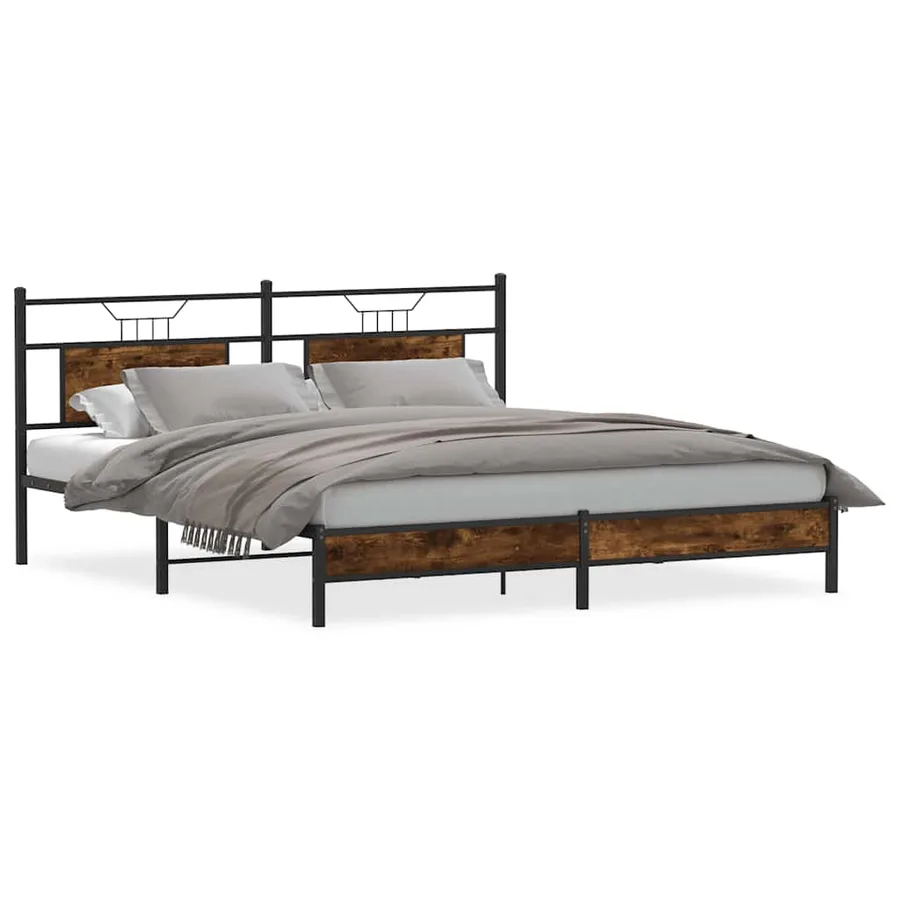 Cadre de lit sans matelas chêne fumé 183x213 cm bois ingénierie - 2