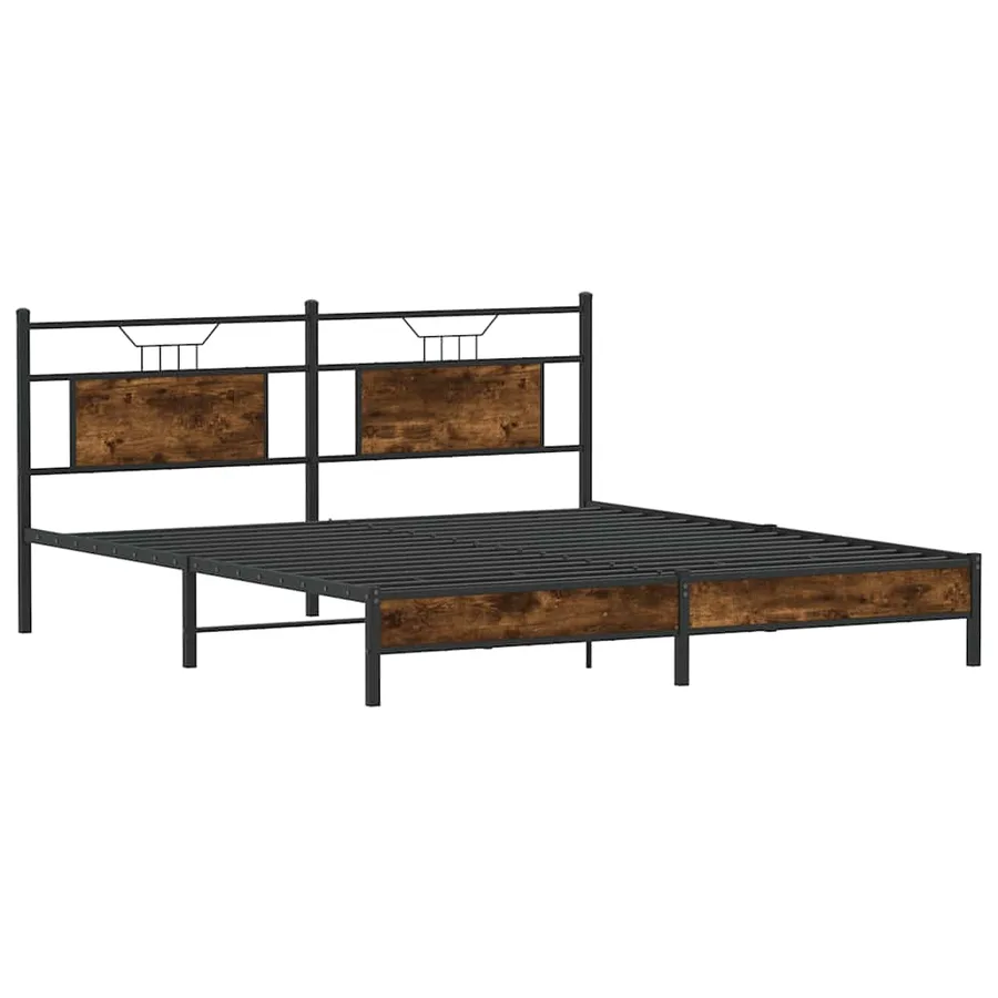 Cadre de lit sans matelas chêne fumé 183x213 cm bois ingénierie - 5