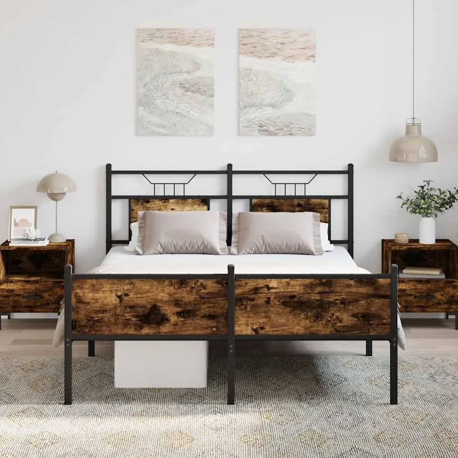 Cadre de lit sans matelas chêne fumé 137x190 cm bois ingénierie - 4