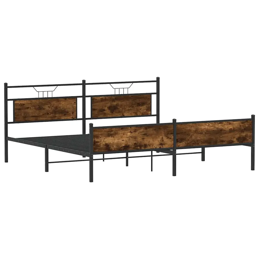 Cadre de lit en métal sans matelas chêne fumé 200x200 cm - 3