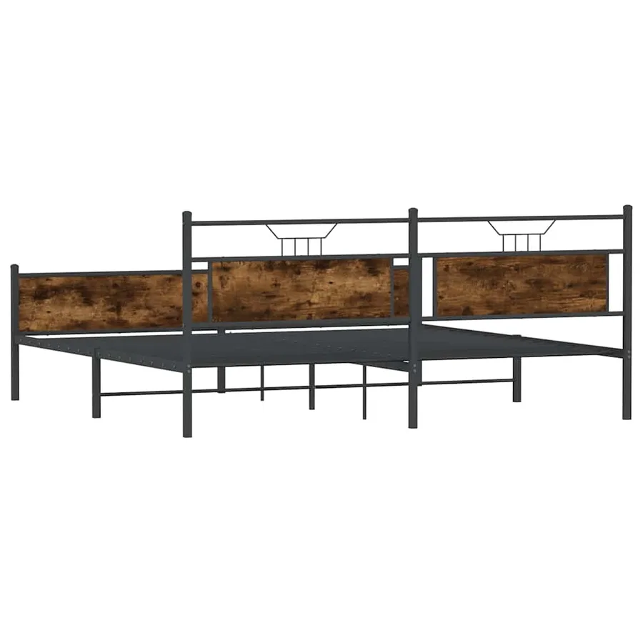 Cadre de lit en métal sans matelas chêne fumé 200x200 cm - 8
