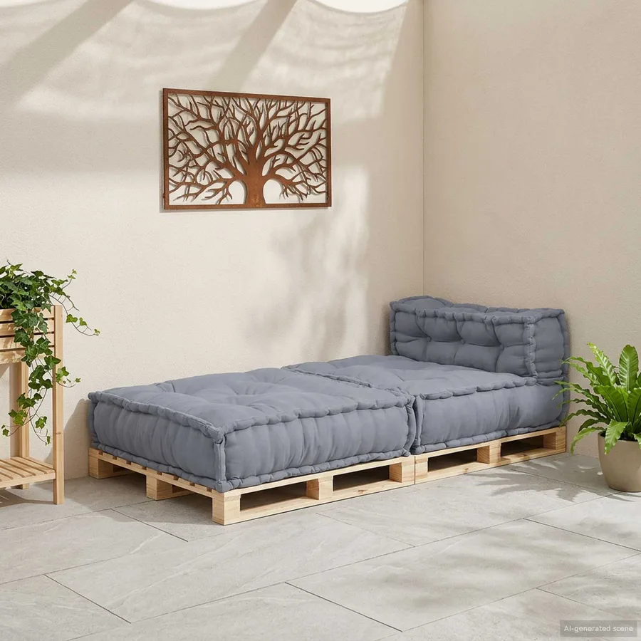 Unité de canapé modulaire Gris 70 x 70 x 56 cm Tissu - 3