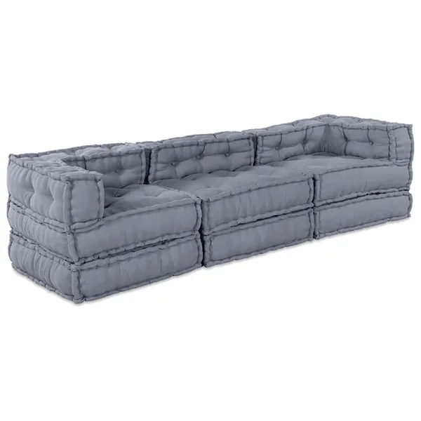 Unité de canapé modulaire 3 pcs Gris Tissu