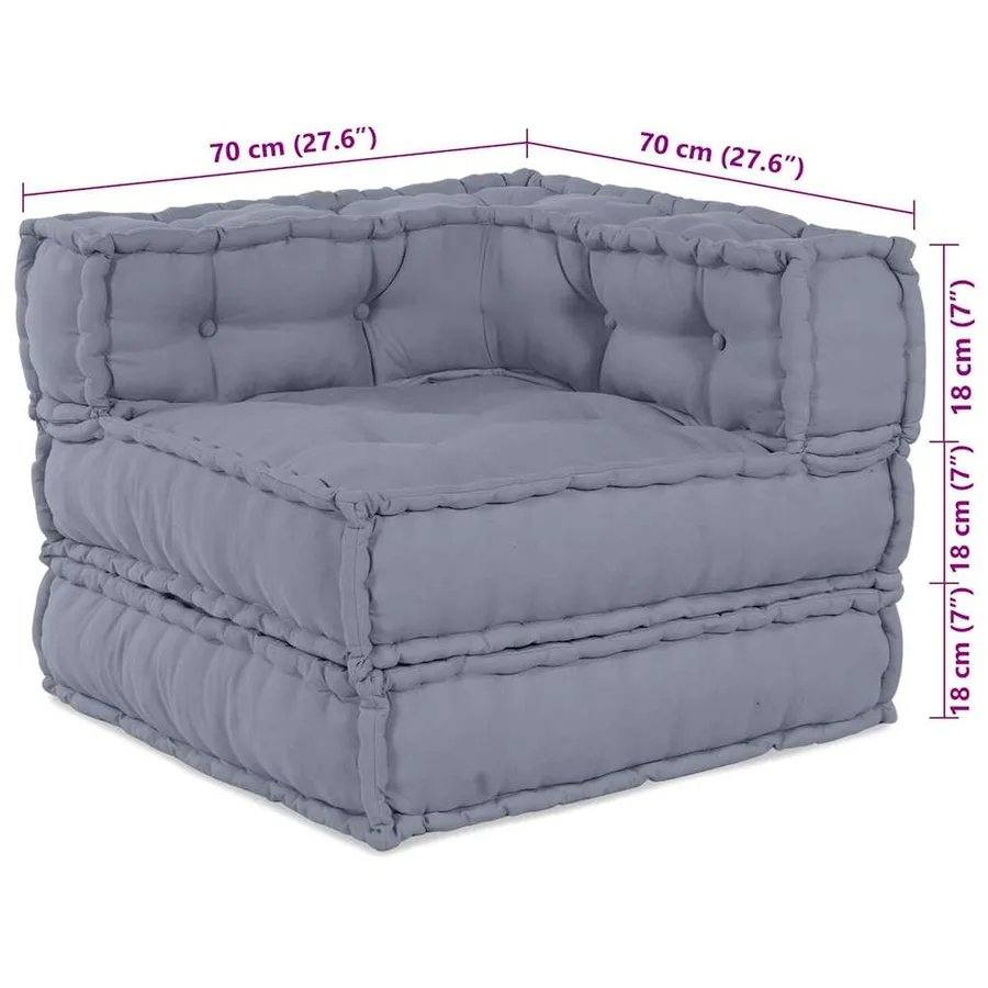 Unité de canapé modulaire 3 pcs Gris Tissu - 15