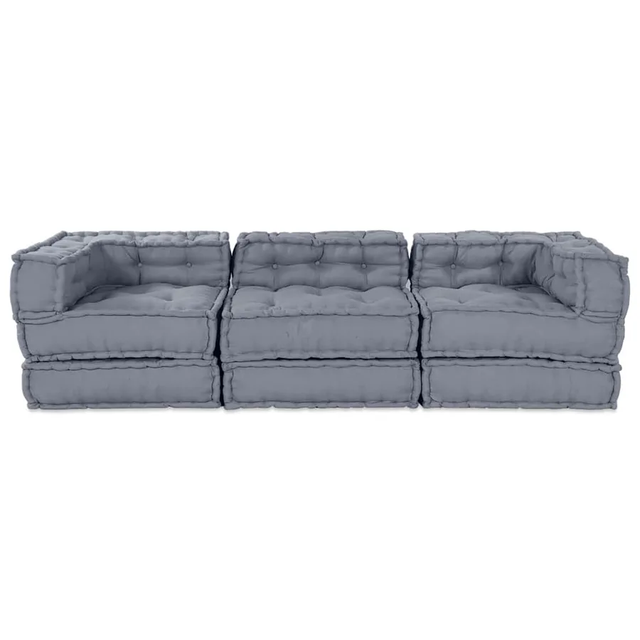 Unité de canapé modulaire 3 pcs Gris Tissu - 8