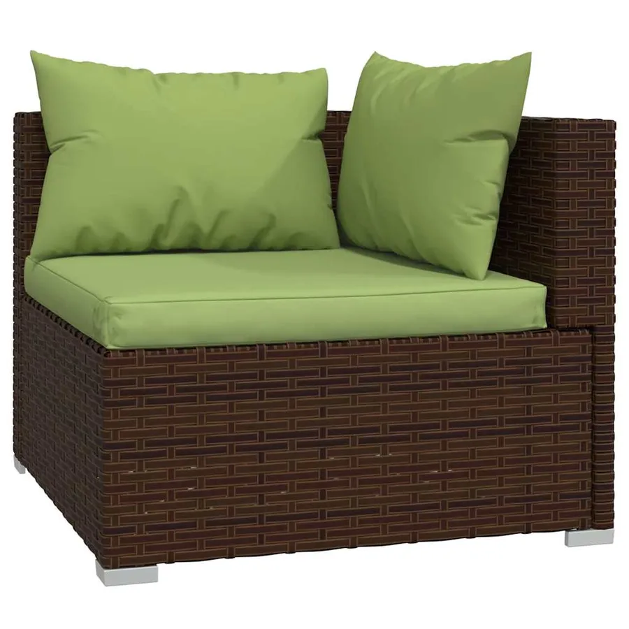 Salon de jardin 5 pcs avec coussins résine tressée marron - 3