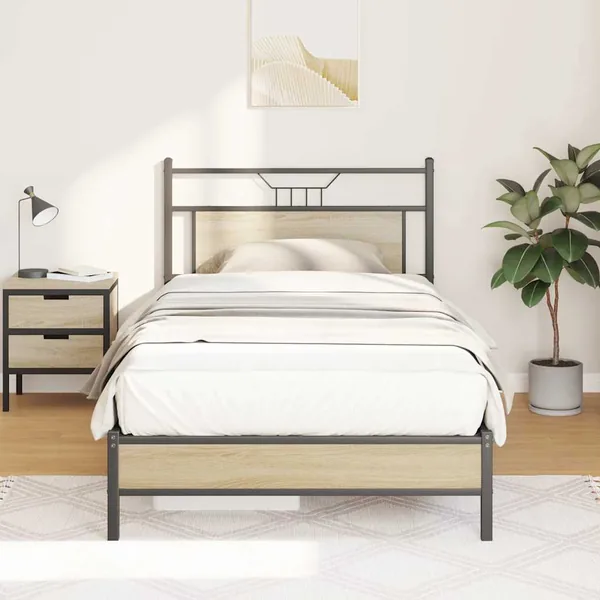 Cadre de lit sans matelas chêne sonoma 100x190 cm
