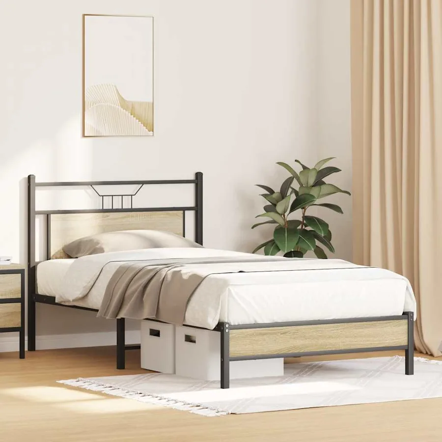Cadre de lit sans matelas chêne sonoma 100x190 cm - 4