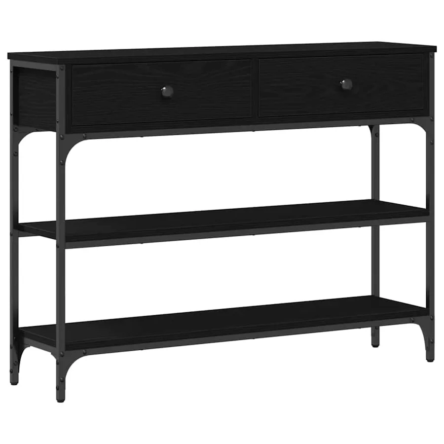 Table console Chêne noir 100 x 25 x 75 cm Bois d'ingénierie - 2