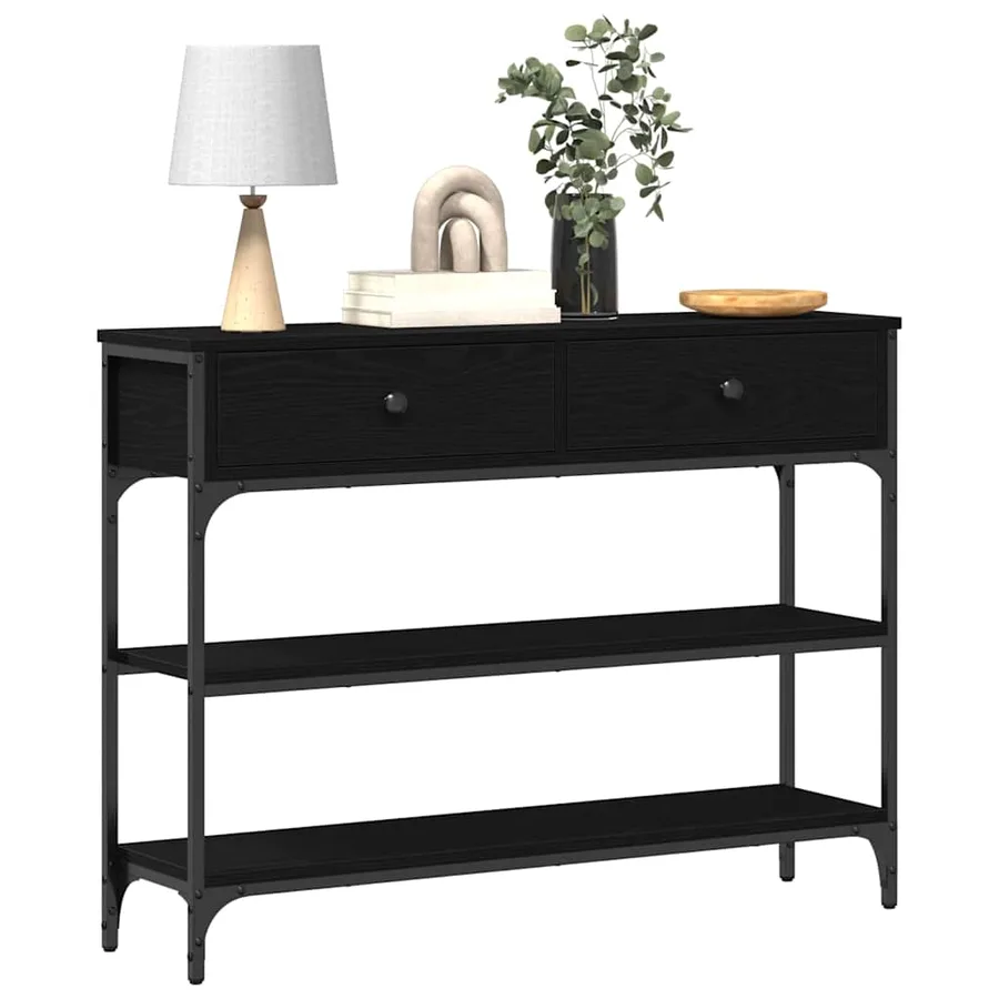 Table console Chêne noir 100 x 25 x 75 cm Bois d'ingénierie - 3