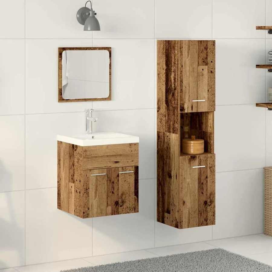 Ensemble de mobilier de salle de bain 4 pcs Bois ancien