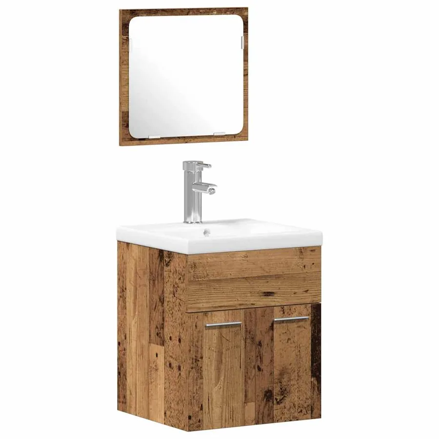 Ensemble de mobilier de salle de bain 4 pcs Bois ancien - 6