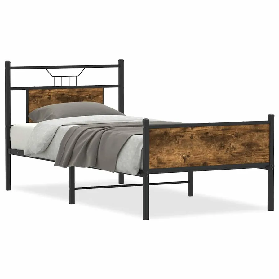 Cadre de lit sans matelas chêne fumé 90x200cm bois d'ingénierie - 2