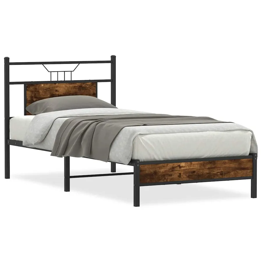 Cadre de lit sans matelas chêne fumé 90x200cm bois d'ingénierie - 2